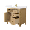 Custom image for Tanned Oak with Brushed Gold Trim / White Quartz / No Mirror