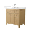 Custom image for Tanned Oak with Brushed Nickel Trim / Carrara Cultured Marble / No Mirror