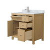 Custom image for Tanned Oak with Brushed Nickel Trim / White Carrara Marble / No Mirror