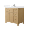 Custom image for Tanned Oak with Brushed Nickel Trim / White Cultured Marble / No Mirror