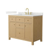 Custom image for Tanned Oak with Brushed Gold Trim / Giotto Quartz / No Mirror