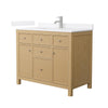 Custom image for Tanned Oak with Brushed Nickel Trim / White Quartz / No Mirror