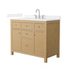 Custom image for Tanned Oak with Brushed Nickel Trim / White Quartz / No Mirror