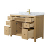 Custom image for Tanned Oak with Brushed Gold Trim / White Carrara Marble / No Mirror