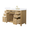 Custom image for Tanned Oak with Brushed Gold Trim / White Quartz / No Mirror