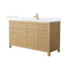 Custom image for Tanned Oak with Brushed Gold Trim / White Cultured Marble / No Mirror