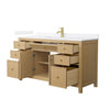 Custom image for Tanned Oak with Brushed Gold Trim / White Quartz / No Mirror