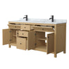 Custom image for Tanned Oak with Matte Black Trim / White Carrara Marble / No Mirror