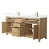 Custom image for Tanned Oak with Brushed Gold Trim / White Quartz / No Mirror
