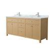 Custom image for Tanned Oak with Brushed Nickel Trim / White Carrara Marble / No Mirror