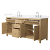 Custom image for Tanned Oak with Brushed Nickel Trim / White Quartz / No Mirror