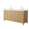 Custom image for Tanned Oak with Brushed Nickel Trim / White Quartz / No Mirror