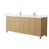 Custom image for Tanned Oak with Brushed Gold Trim / White Quartz / No Mirror