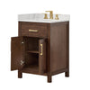 Custom image for Dark Walnut with Brushed Gold Trim / Carrara Cultured Marble / No Mirror