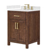Custom image for Dark Walnut with Brushed Gold Trim / Carrara Cultured Marble / No Mirror