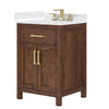 Custom image for Dark Walnut with Brushed Gold Trim / Giotto Quartz / No Mirror