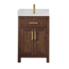 Custom image for Dark Walnut with Brushed Gold Trim / White Cultured Marble / No Mirror