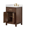 Custom image for Dark Walnut with Brushed Gold Trim / White Cultured Marble / No Mirror