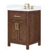 Custom image for Dark Walnut with Brushed Gold Trim / White Cultured Marble / No Mirror