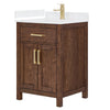 Custom image for Dark Walnut with Brushed Gold Trim / White Quartz / No Mirror