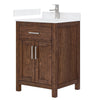 Custom image for Dark Walnut with Brushed Nickel Trim / White Quartz / No Mirror