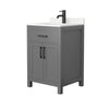 Custom image for Dark Gray with Matte Black Trim / Carrara Cultured Marble / No Mirror