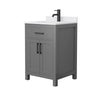Custom image for Dark Gray with Matte Black Trim / White Cultured Marble / No Mirror