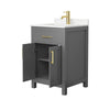 Custom image for Dark Gray with Brushed Gold Trim / Carrara Cultured Marble / No Mirror