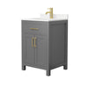 Custom image for Dark Gray with Brushed Gold Trim / Carrara Cultured Marble / No Mirror