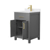 Custom image for Dark Gray with Brushed Gold Trim / White Cultured Marble / No Mirror