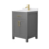 Custom image for Dark Gray with Brushed Gold Trim / White Cultured Marble / No Mirror