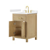 Custom image for Whitewashed Oak with Brushed Gold Trim / Carrara Cultured Marble / No Mirror