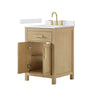 Custom image for Whitewashed Oak with Brushed Gold Trim / White Cultured Marble / No Mirror