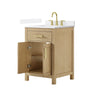 Custom image for Whitewashed Oak with Brushed Gold Trim / White Quartz / No Mirror