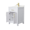 Custom image for White with Brushed Gold Trim / Carrara Cultured Marble / No Mirror