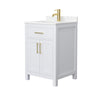 Custom image for White with Brushed Gold Trim / Carrara Cultured Marble / No Mirror