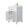 Custom image for White with Brushed Gold Trim / White Cultured Marble / No Mirror