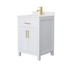 Custom image for White with Brushed Gold Trim / White Cultured Marble / No Mirror