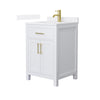 Custom image for White with Brushed Gold Trim / White Quartz / No Mirror
