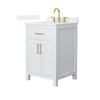 Custom image for White with Brushed Gold Trim / White Quartz / No Mirror