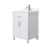 Custom image for White with Brushed Nickel Trim / Carrara Cultured Marble / No Mirror