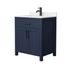 Custom image for Dark Blue with Matte Black Trim / Carrara Cultured Marble / No Mirror