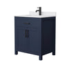 Custom image for Dark Blue with Matte Black Trim / White Cultured Marble / No Mirror