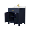 Custom image for Dark Blue with Brushed Gold Trim / Carrara Cultured Marble / No Mirror