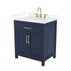 Custom image for Dark Blue with Brushed Gold Trim / Carrara Cultured Marble / No Mirror