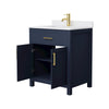 Custom image for Dark Blue with Brushed Gold Trim / White Cultured Marble / No Mirror