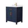 Custom image for Dark Blue with Brushed Gold Trim / White Cultured Marble / No Mirror