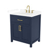 Custom image for Dark Blue with Brushed Gold Trim / White Cultured Marble / No Mirror