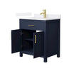 Custom image for Dark Blue with Brushed Gold Trim / White Quartz / No Mirror