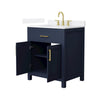 Custom image for Dark Blue with Brushed Gold Trim / White Quartz / No Mirror